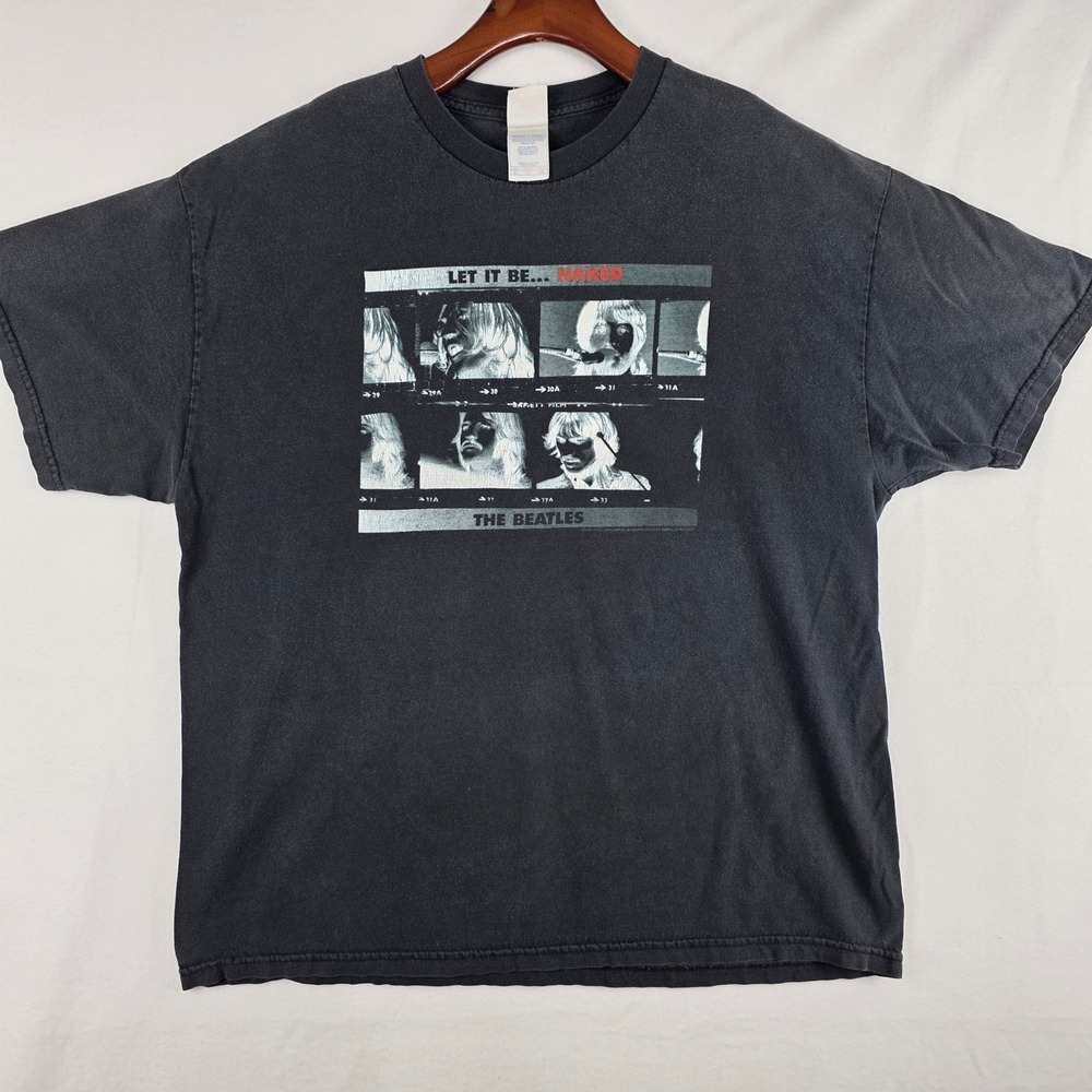 The Beatles Let It Be Naked Band T-Shirt Mens XL Black Apple Records Graphic Tee